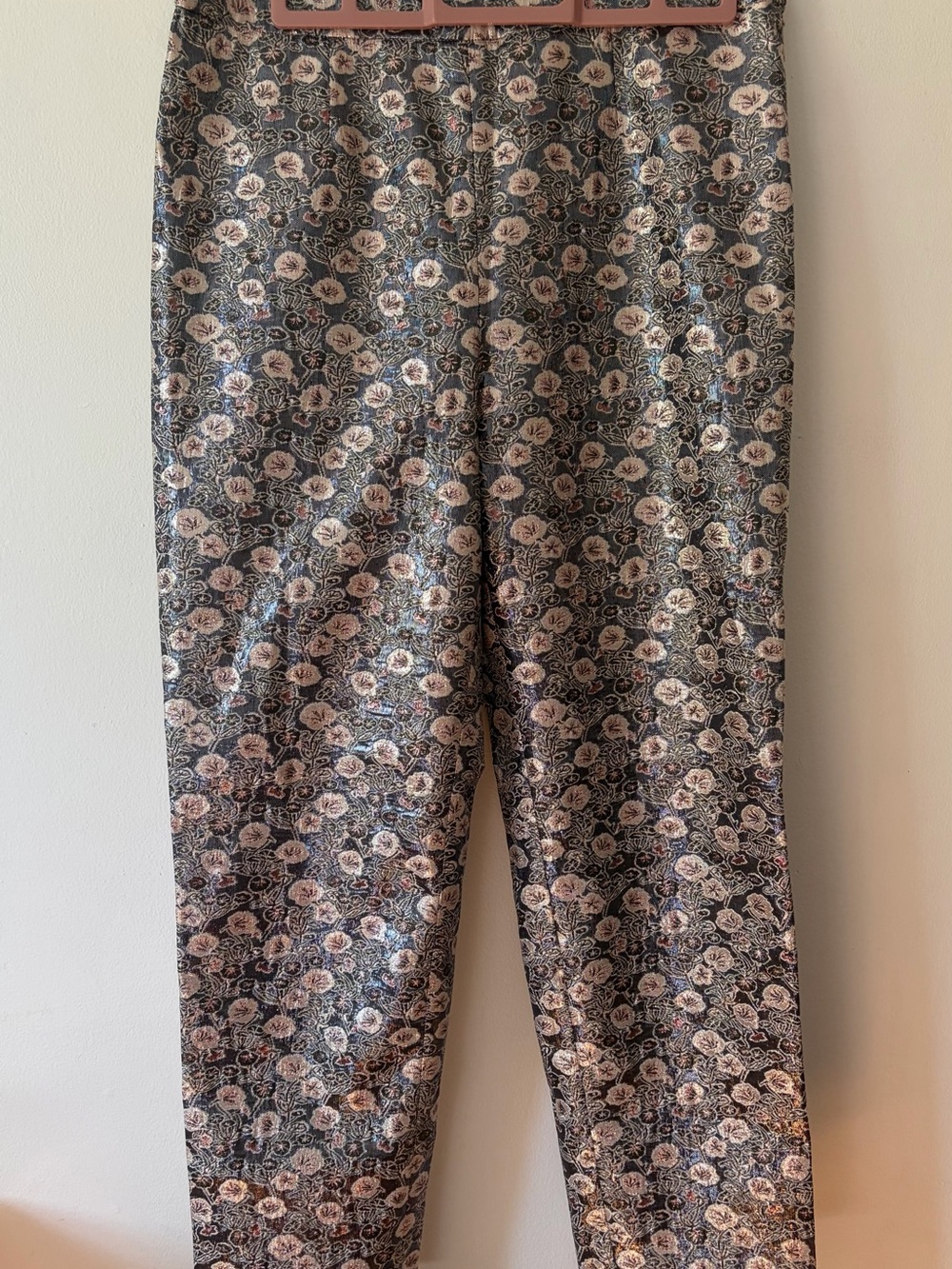 Prada Floral Ankle Cropped Pants in Navy and Pink